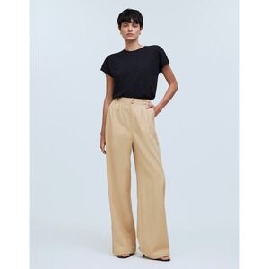Madewell Harlow Wide Leg Pleated Pants Trousers Khaki Tan Size 6 Minimal Career‎